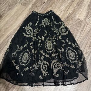 Elegant Black and Gold Embroidered Skirt